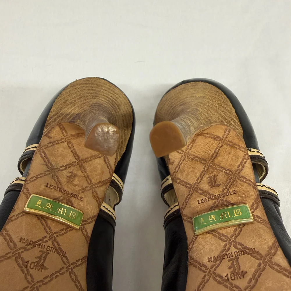 LAMB by Gwen Stefani Tiva Pump black leather with tan trim size 10M